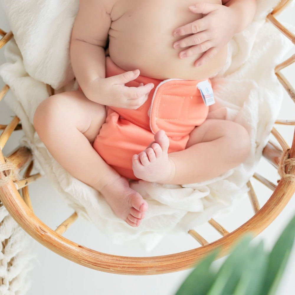 Pebbles | Newborn Cloth Nappy | Mandarin (PUL)