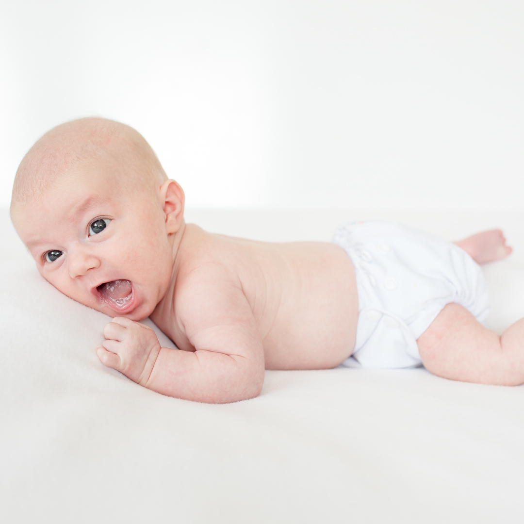 bopeep cloth nappy white on a newborn baby