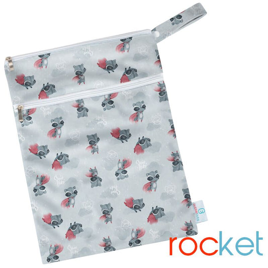 Double Pocket Wet Bag | Rocket (Minky)